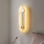 Applique murale moderne Hemsley en Albâtre Blanc et laiton