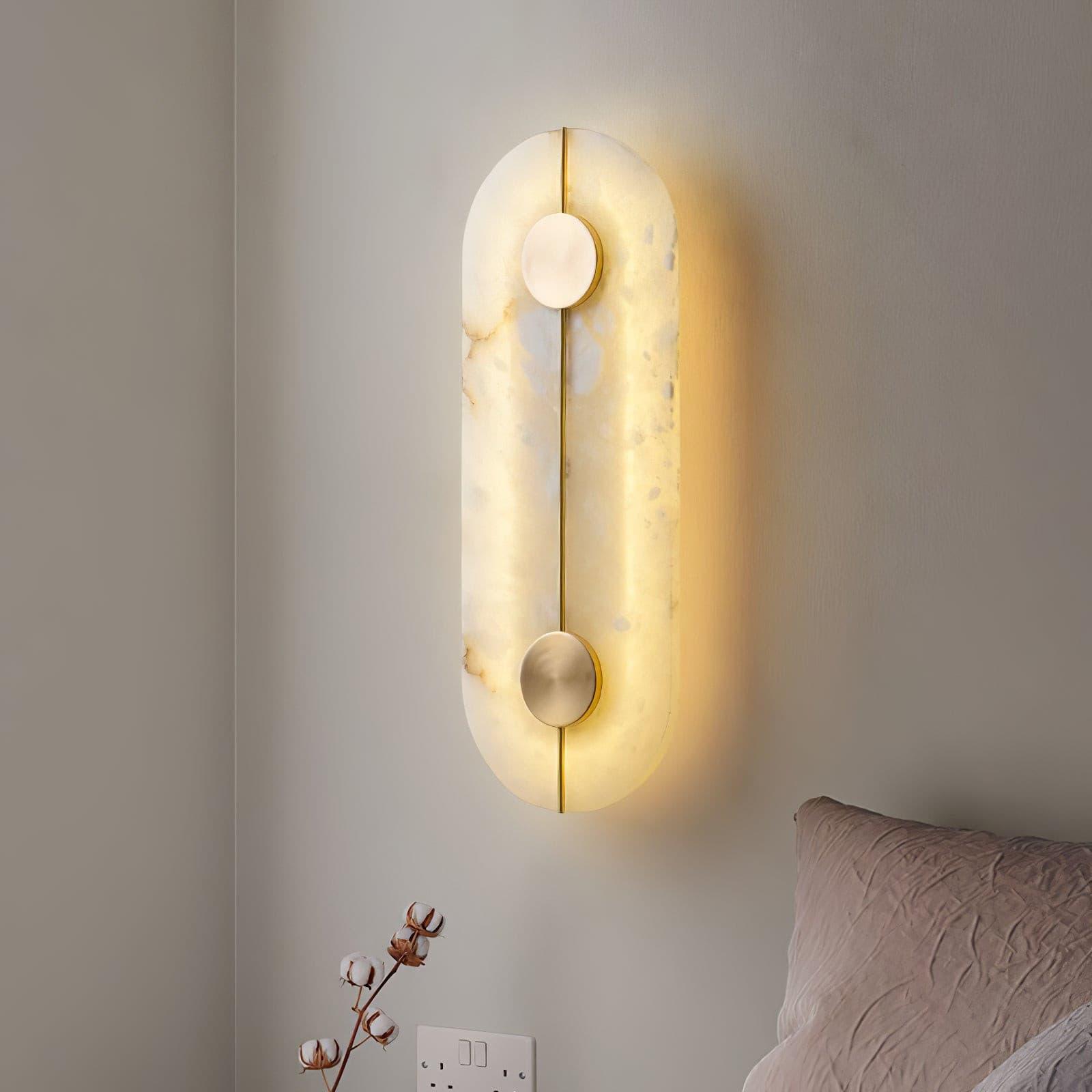 Applique murale moderne Hemsley en Albâtre Blanc et laiton