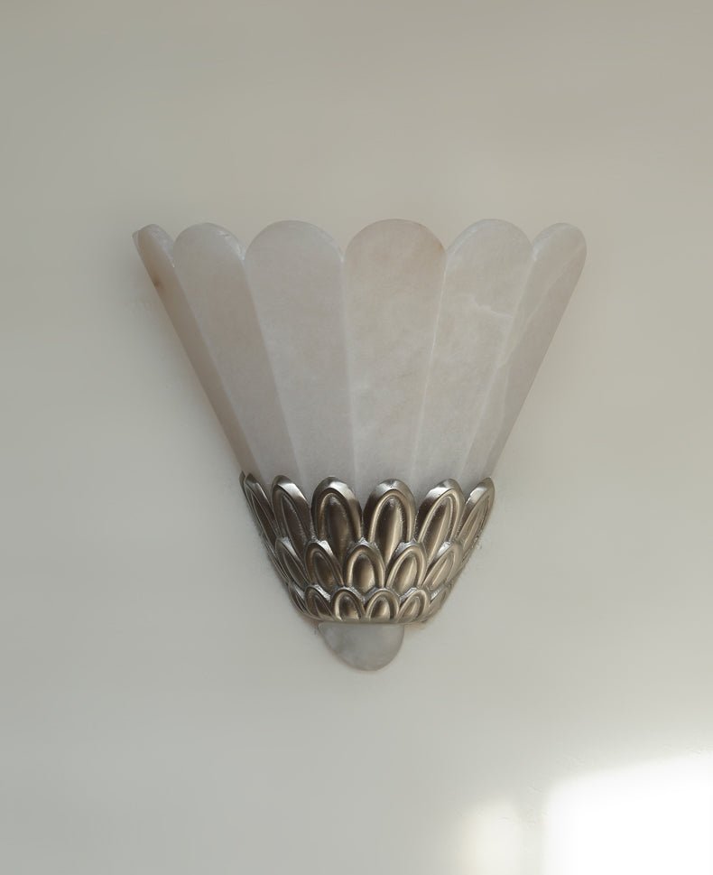 Applique murale moderne Mungo en Albâtre Nickel et blanc