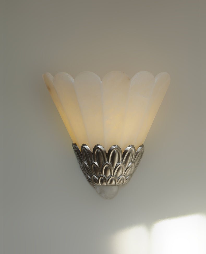Applique murale moderne Mungo en Albâtre Nickel et blanc