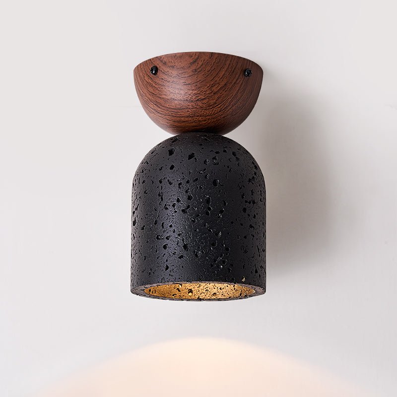 Plafonnier moderne Owen en Noyer bois et noir travertin