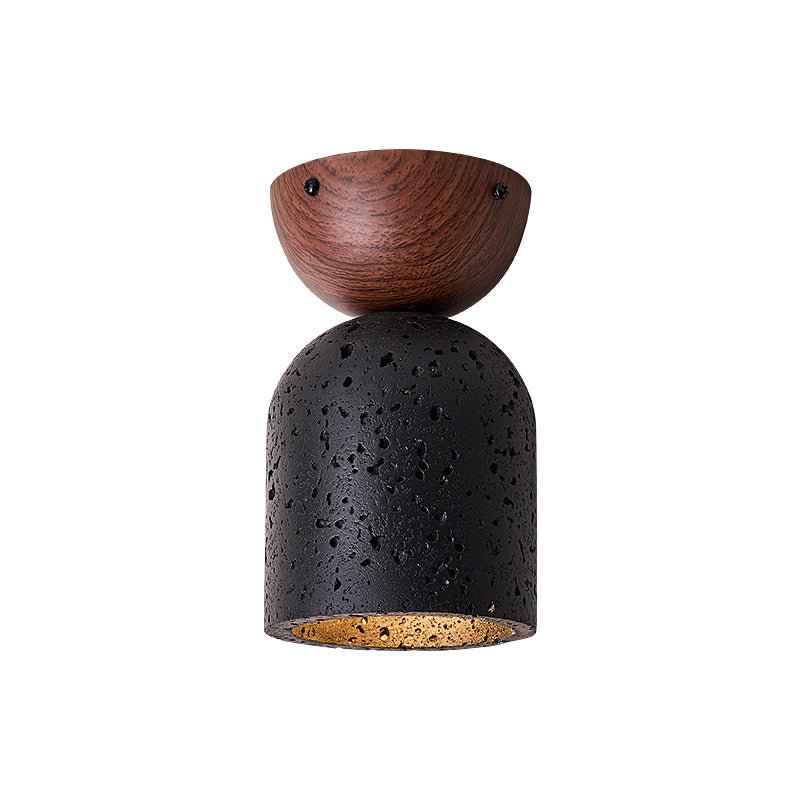 Plafonnier moderne Owen en Noyer bois et noir travertin