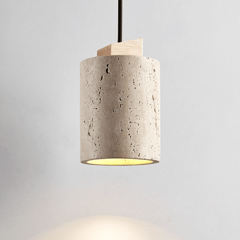 Suspension moderne Gauk en Bois et travertin jaune