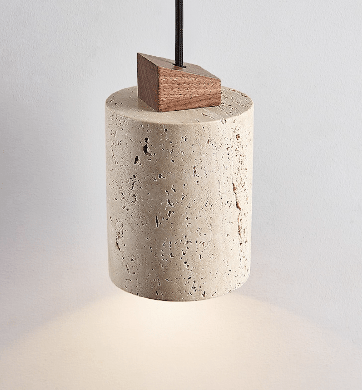 Suspension moderne Gauk en Bois et travertin jaune