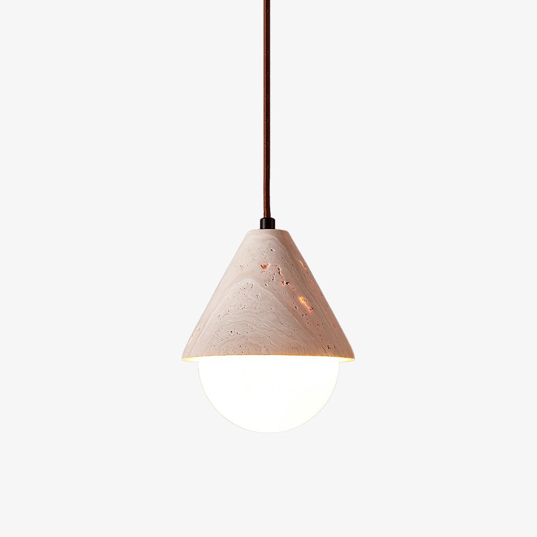 Suspension moderne Stephan en Travertin jaune et blanc