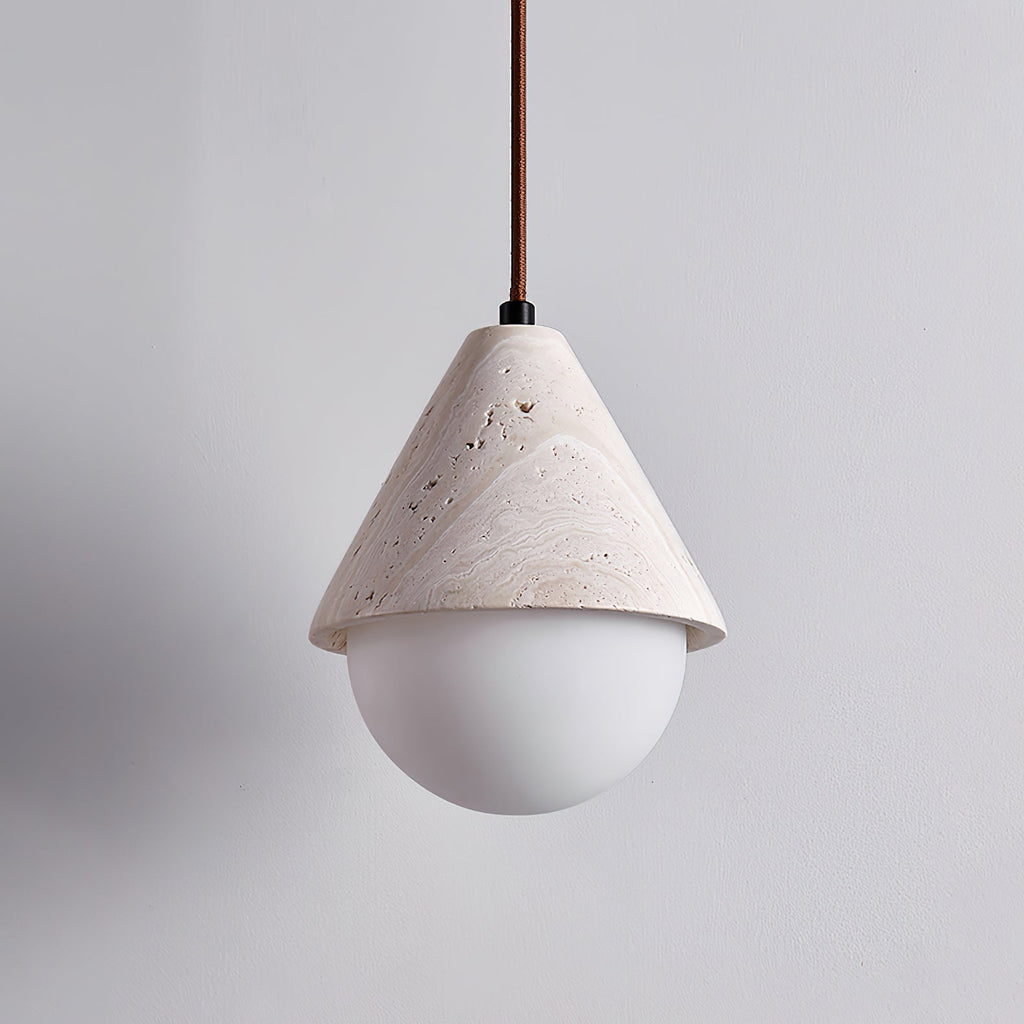 Suspension moderne Stephan en Travertin jaune et blanc