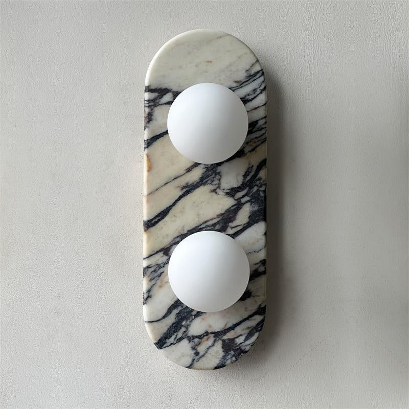 Applique murale moderne Amundi en Marbre, Verre Noir et blanc stripes