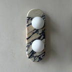 Applique murale moderne Amundi en Marbre, Verre Noir et blanc stripes