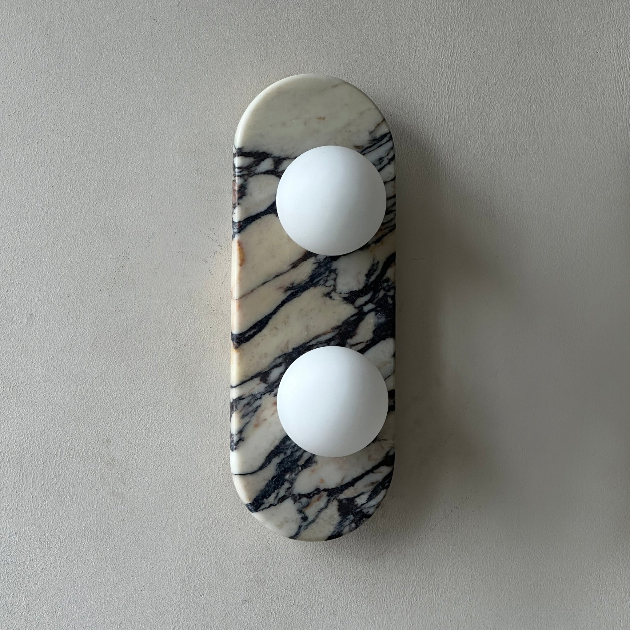 Applique murale moderne Amundi en Marbre, Verre Noir et blanc stripes