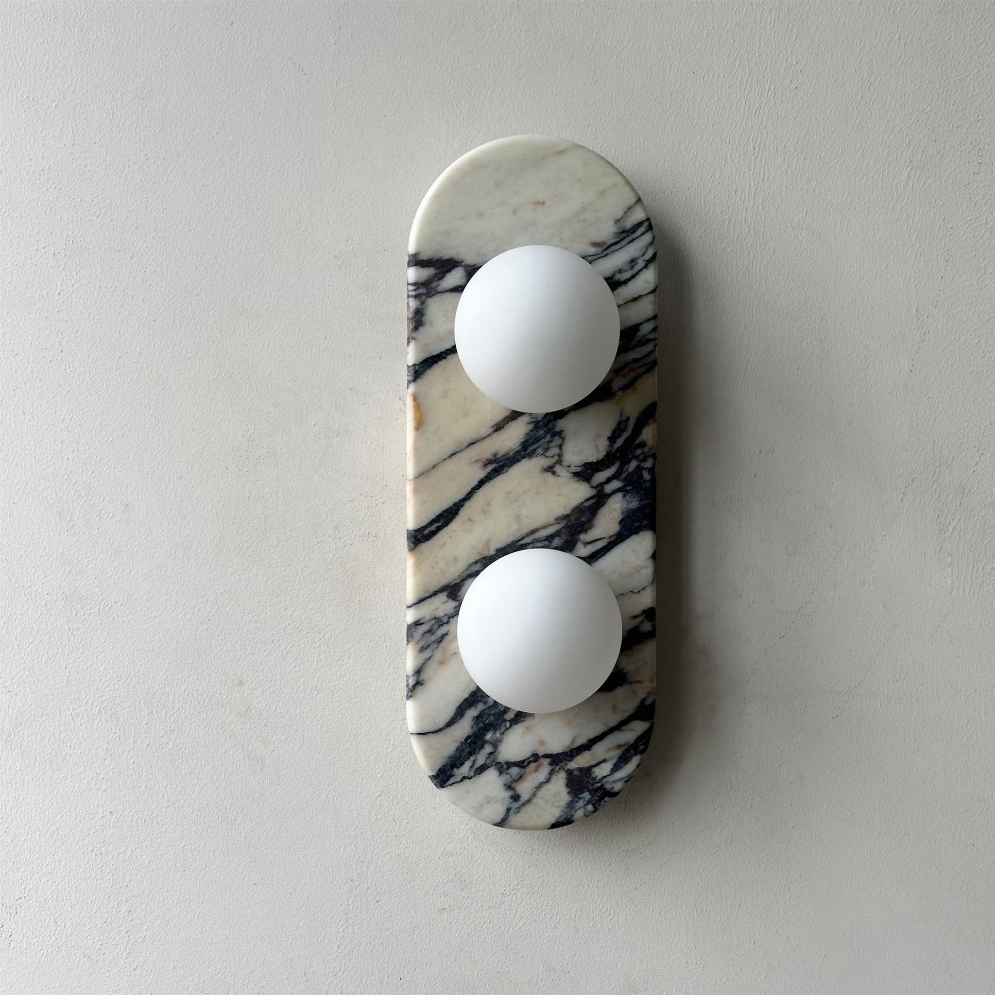 Applique murale moderne Amundi en Marbre, Verre Noir et blanc stripes