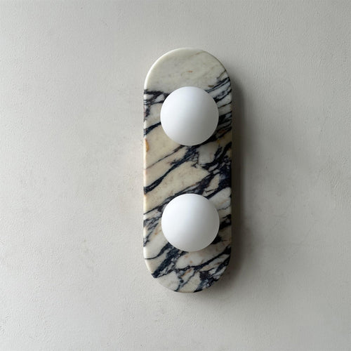 Applique murale moderne Amundi en Marbre, Verre Noir et blanc stripes
