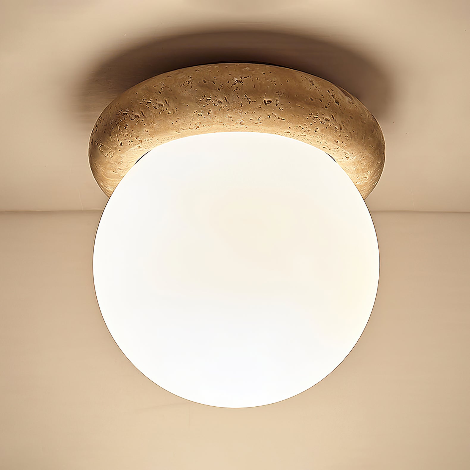 Plafonnier moderne Leaf en Travertin jaune et blanc