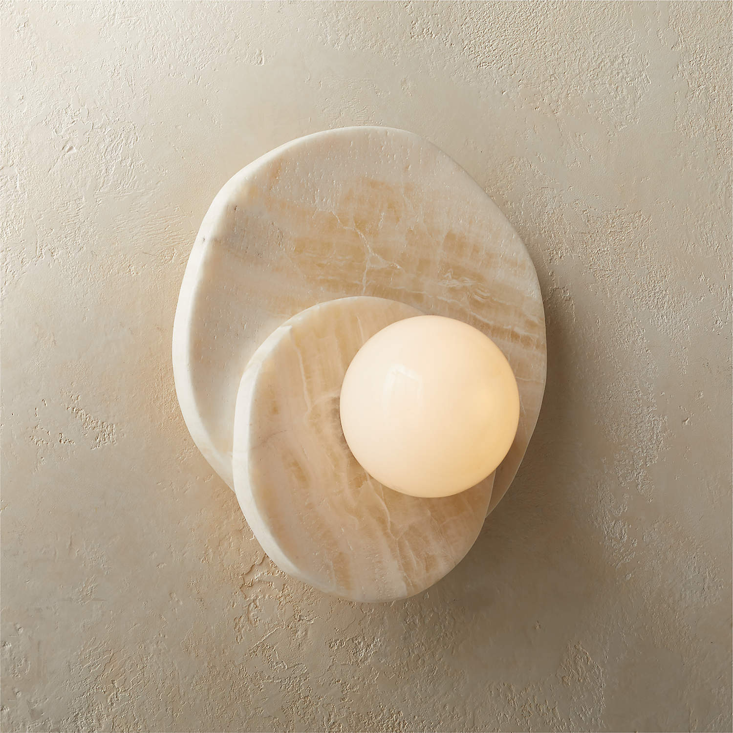 Applique murale moderne Hedvig en pierre, Marbre Beige albâtre