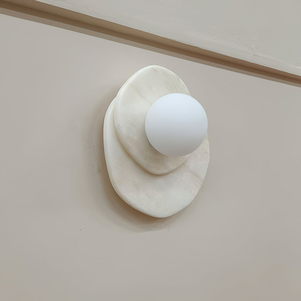 Applique murale moderne Hedvig en pierre, Marbre Beige albâtre