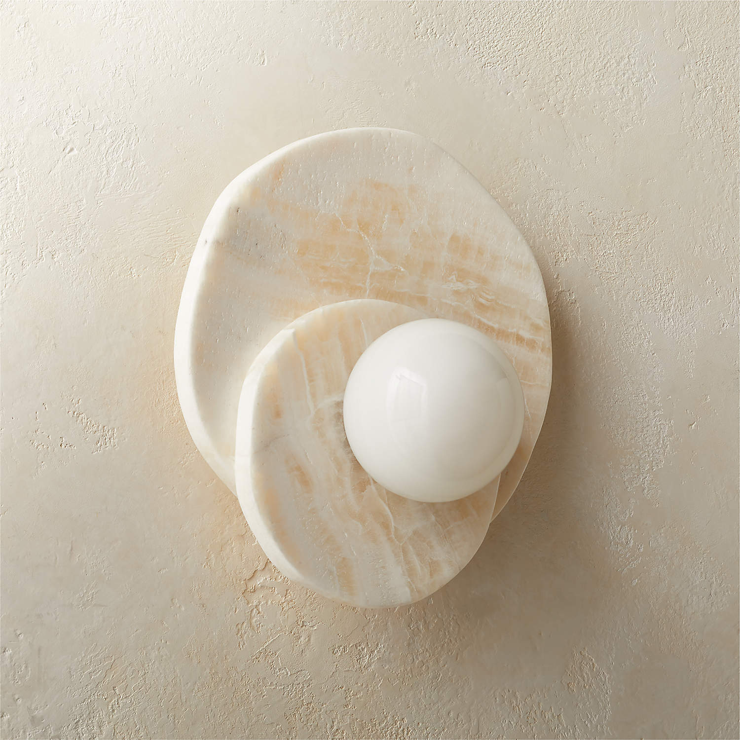 Applique murale moderne Hedvig en pierre, Marbre Beige albâtre