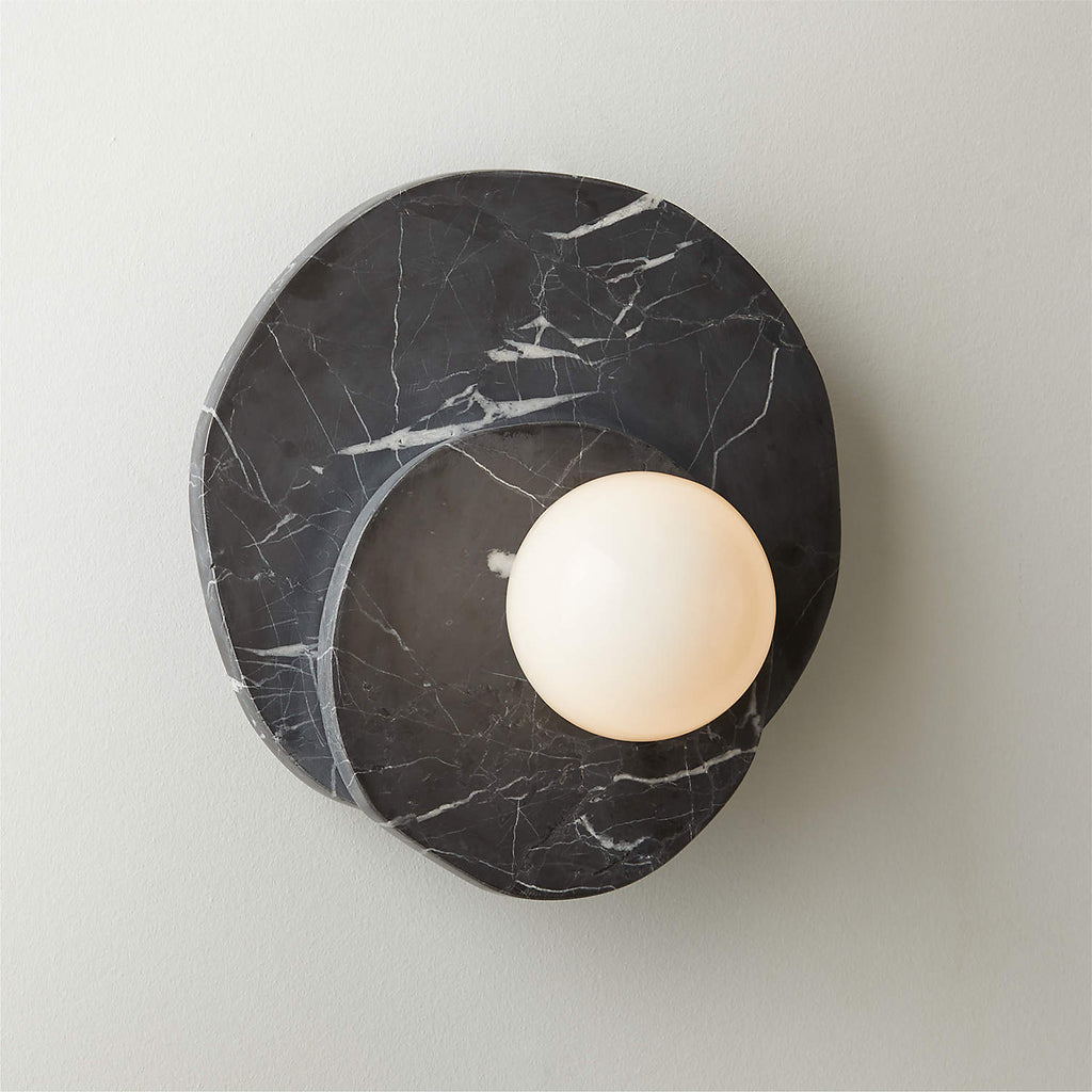 Applique murale moderne Hedvig en pierre, Albâtre Noir marbre