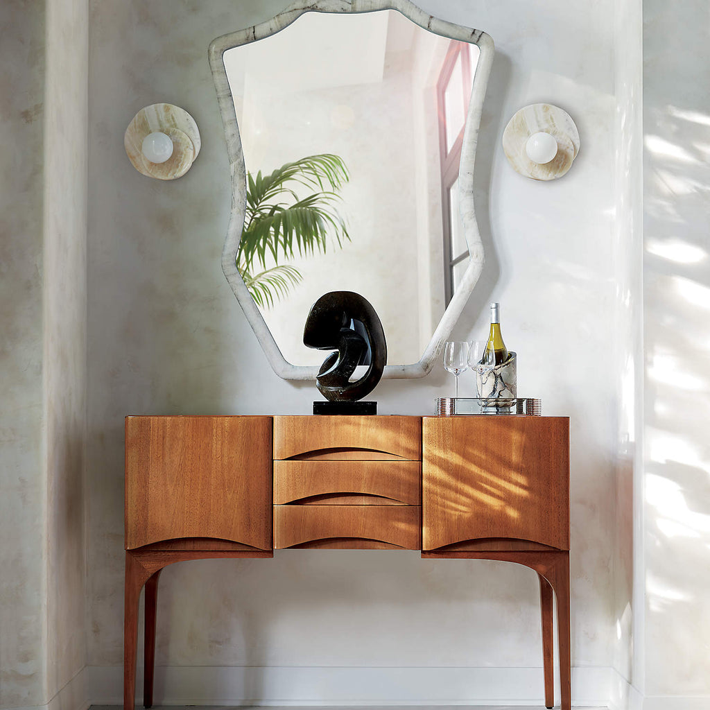 Applique murale moderne Hedvig en pierre, Marbre Beige albâtre