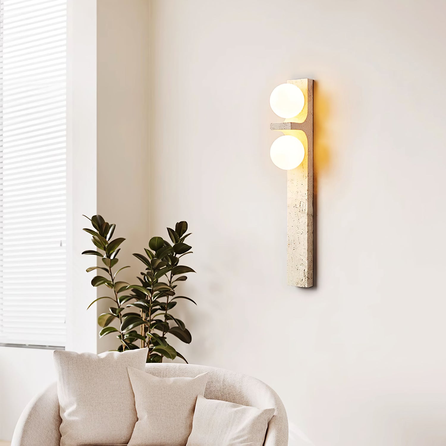 Applique murale moderne Rodulf en Travertin jaune