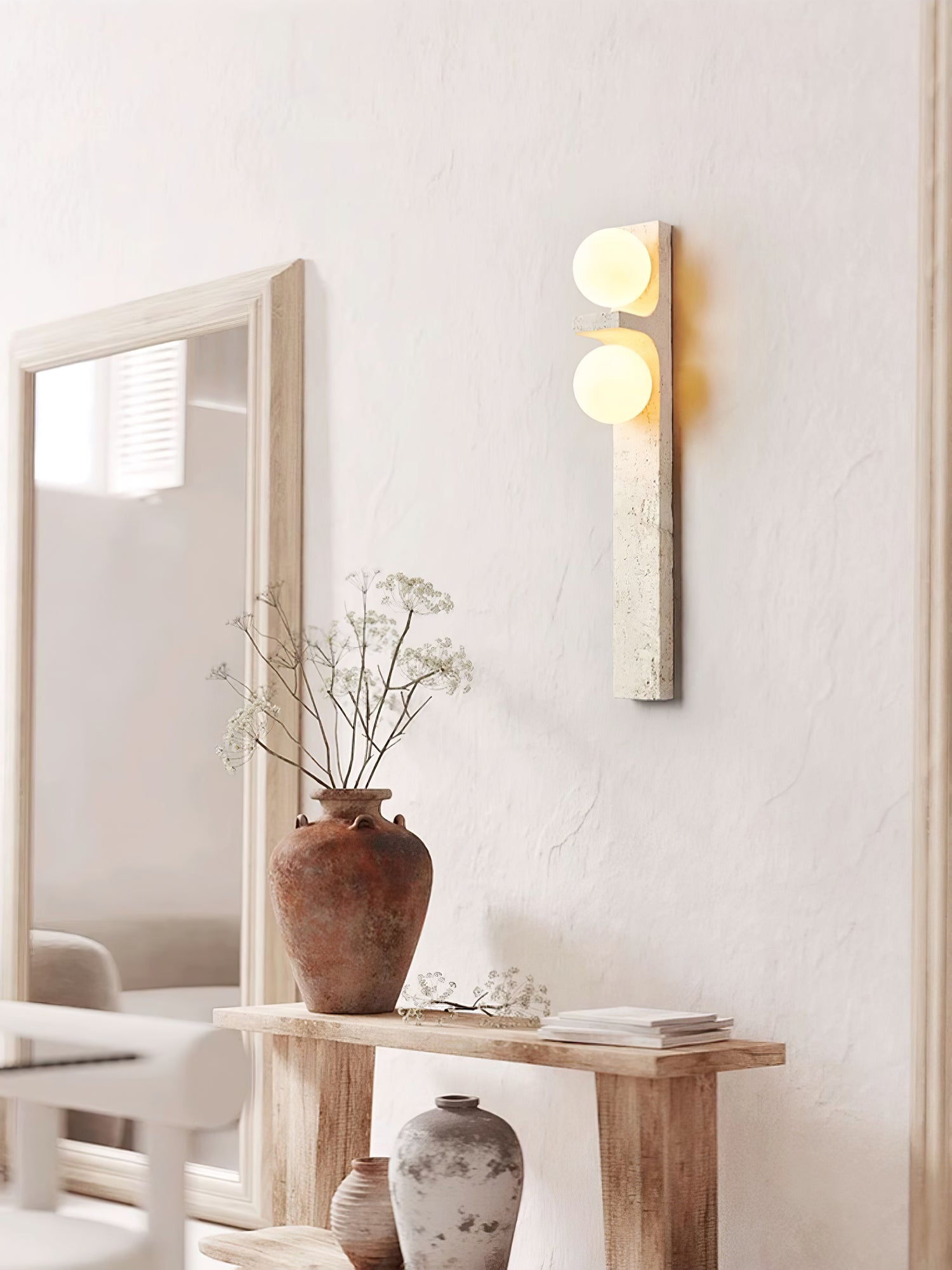 Applique murale moderne Rodulf en Travertin jaune