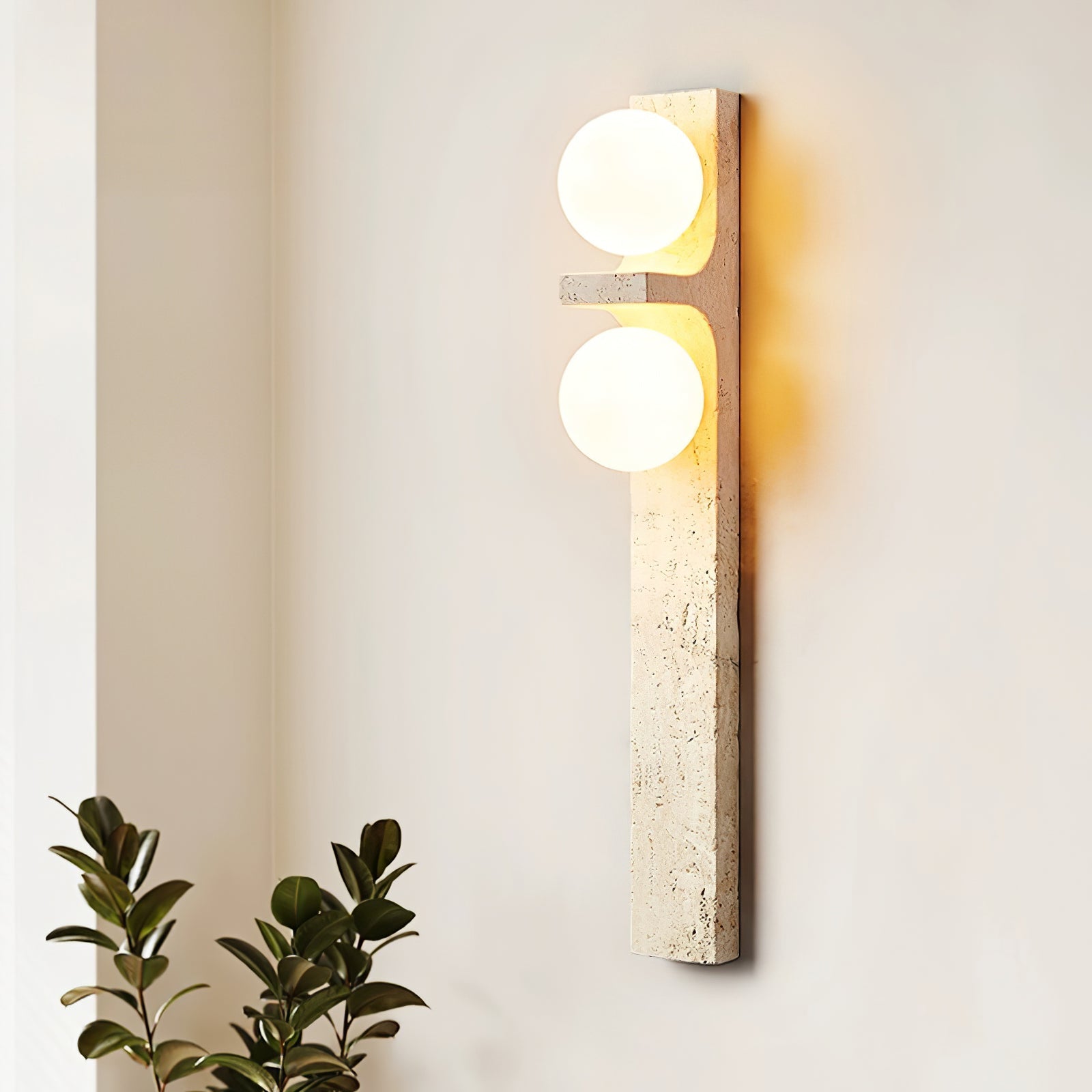 Applique murale moderne Rodulf en Travertin jaune
