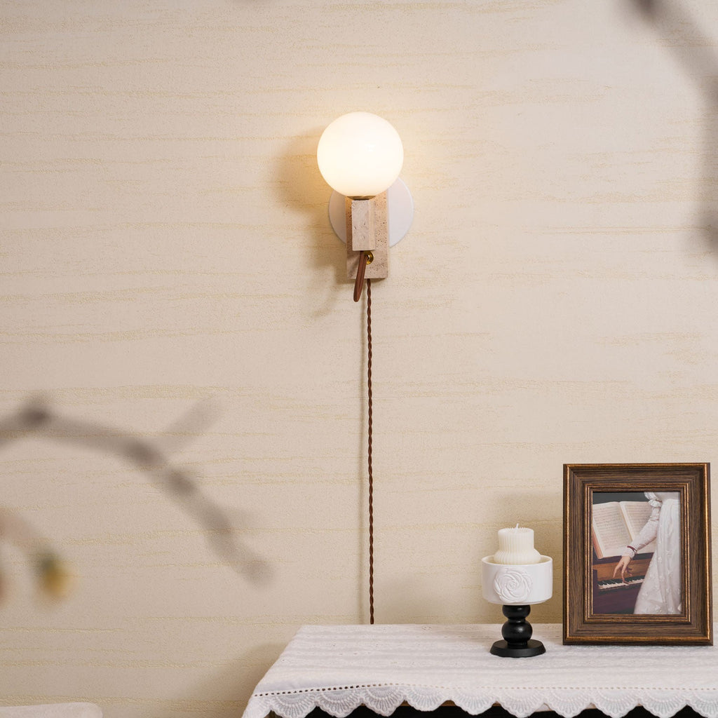 Applique murale moderne Aldric en Travertin jaune et blanc