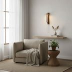 Applique murale moderne Winslow en Noyer bois et travertin jaune