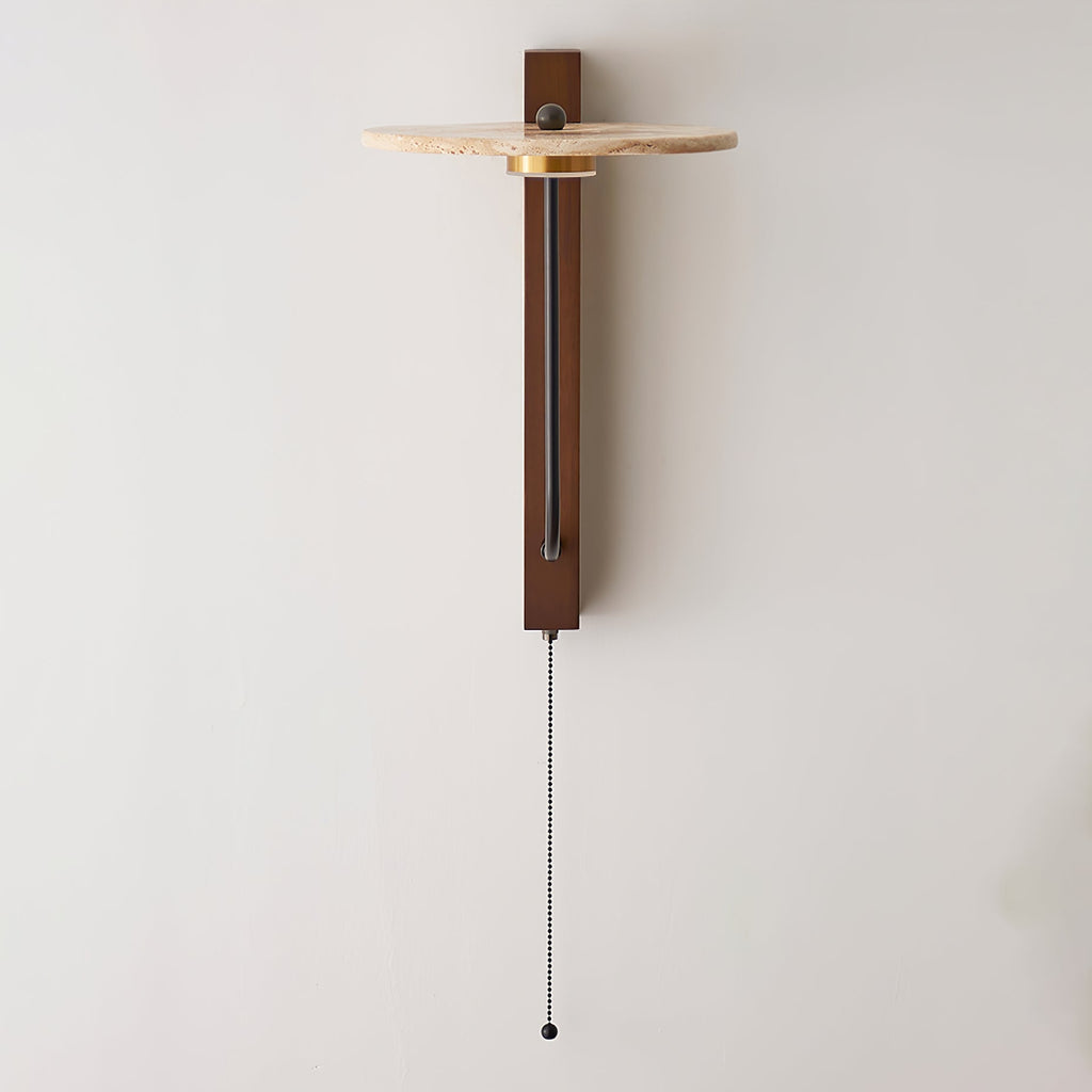 Applique murale moderne Winslow en Noyer bois et travertin jaune