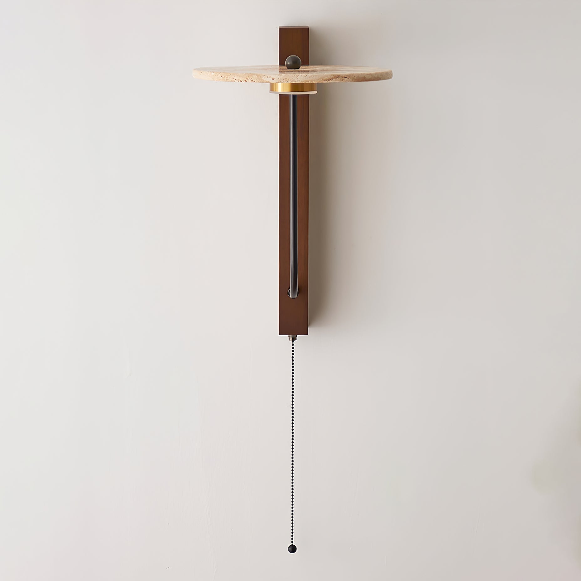 Applique murale moderne Winslow en Noyer bois et travertin jaune