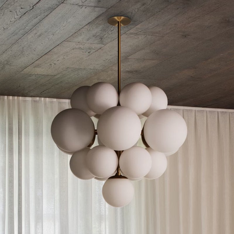 Lustre moderne Edvin en Albâtre Laiton et blanc