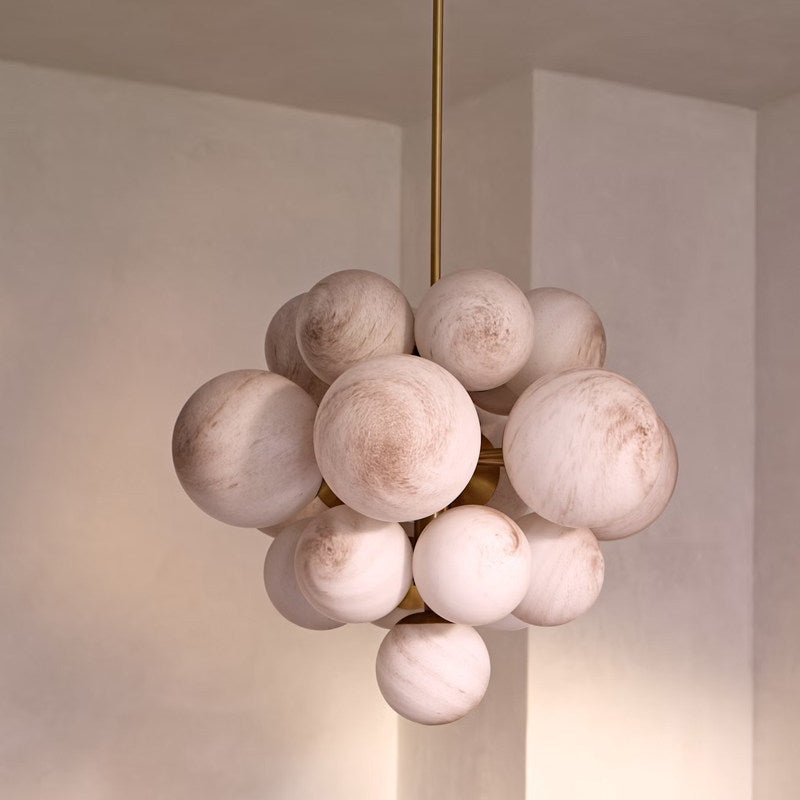 Lustre moderne Edvin en Albâtre Laiton et blanc