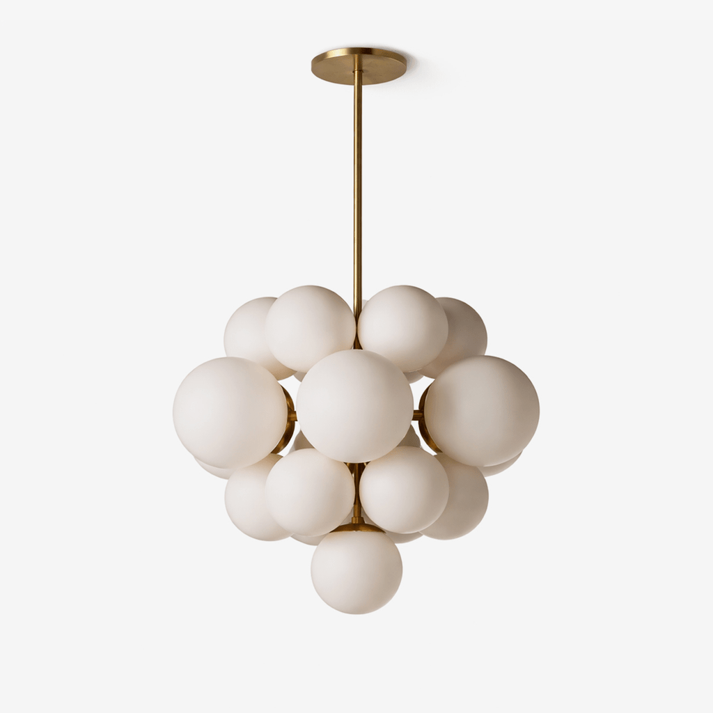 Lustre moderne Edvin en Albâtre Laiton et blanc