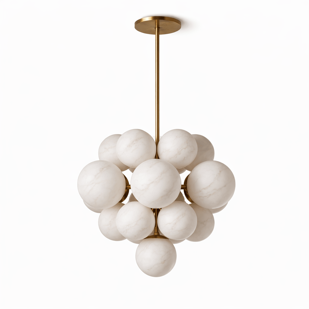 Lustre moderne Edvin en Albâtre Laiton et blanc