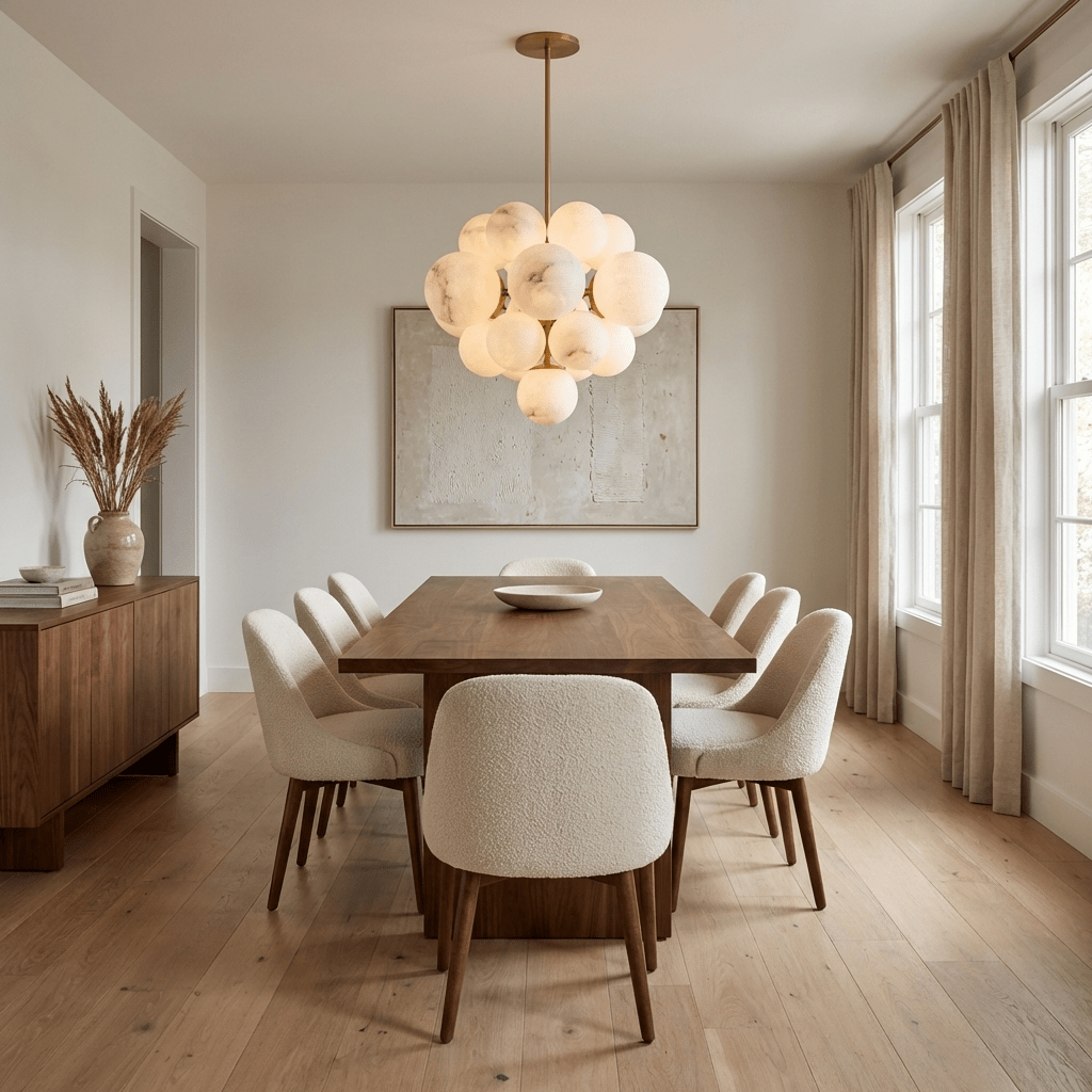 Lustre moderne Edvin en Albâtre Laiton et blanc