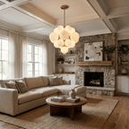 Lustre moderne Edvin en Albâtre Laiton et blanc