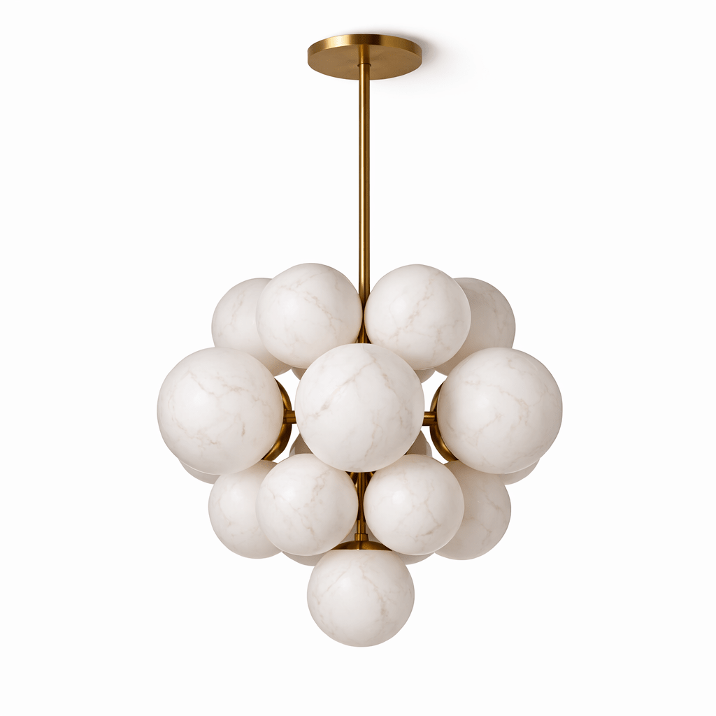 Lustre moderne Edvin en Albâtre Laiton et blanc