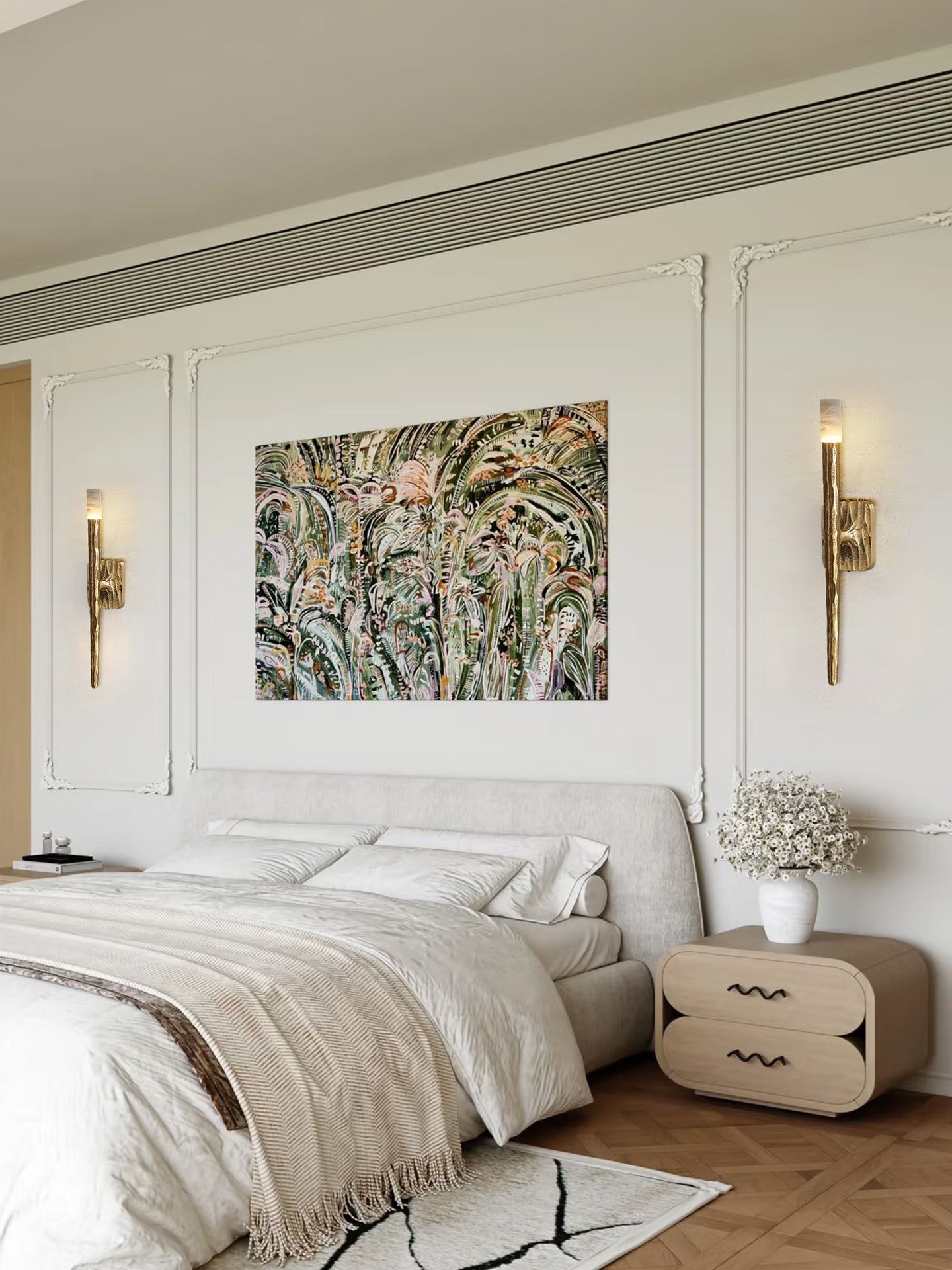 Applique murale moderne Ewan en Albâtre Cuivre et blanc