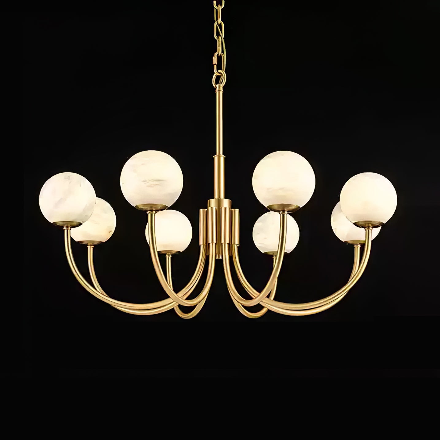 Lustre moderne Paal en Albâtre Laiton et blanc