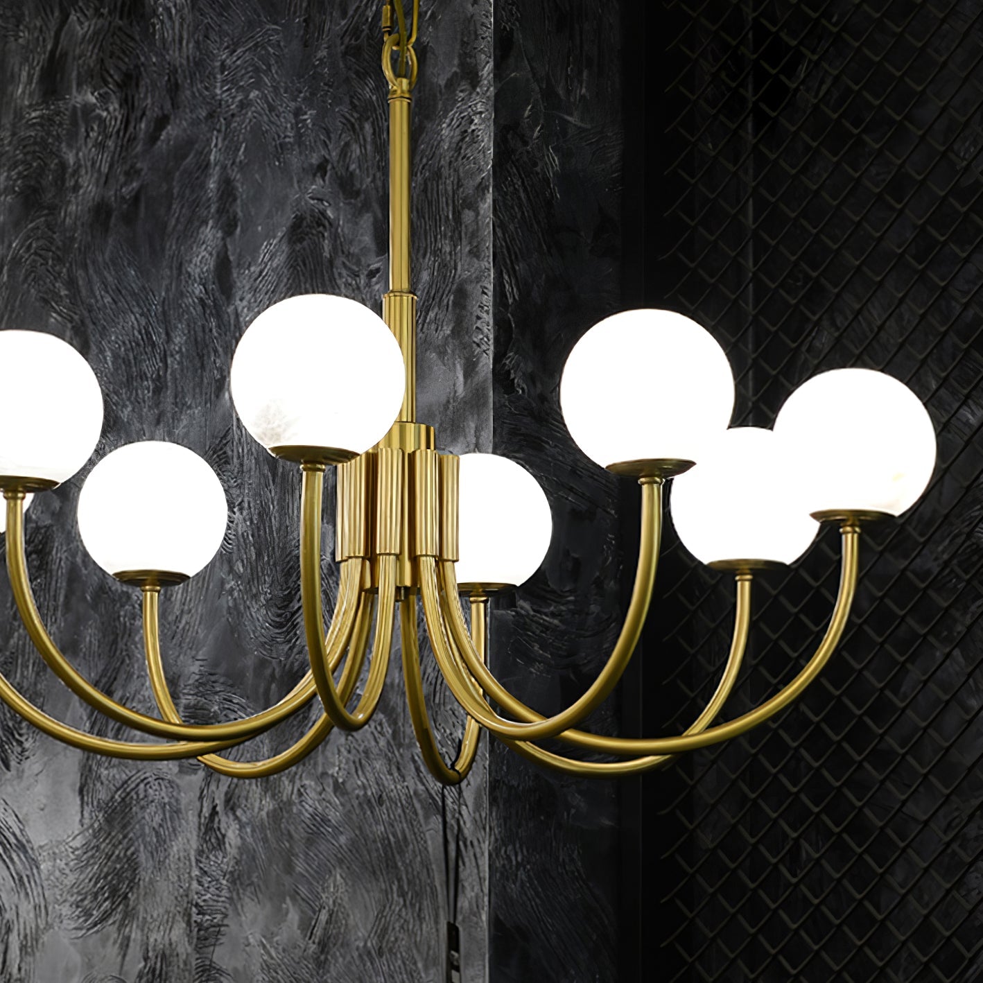 Lustre moderne Paal en Albâtre Laiton et blanc