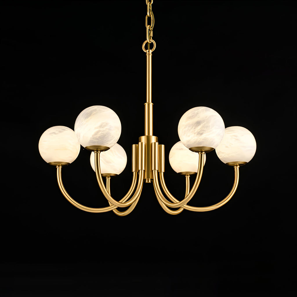 Lustre moderne Paal en Albâtre Laiton et blanc
