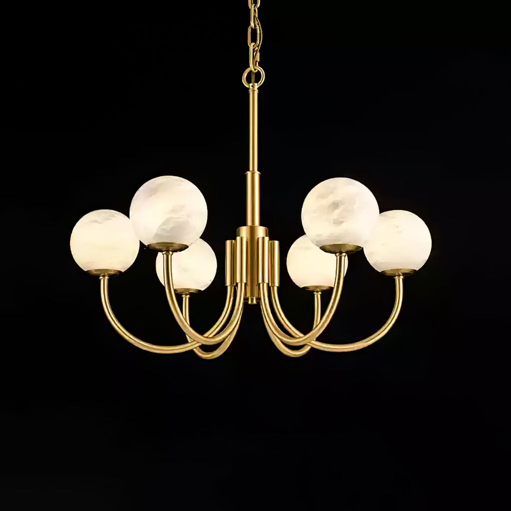 Lustre moderne Paal en Albâtre Laiton et blanc