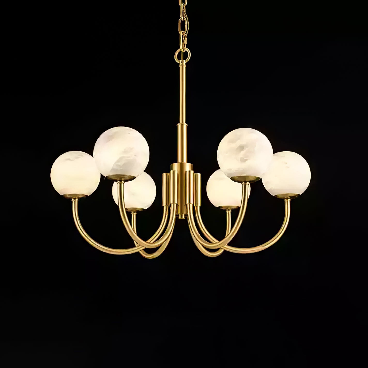 Lustre moderne Paal en Albâtre Laiton et blanc