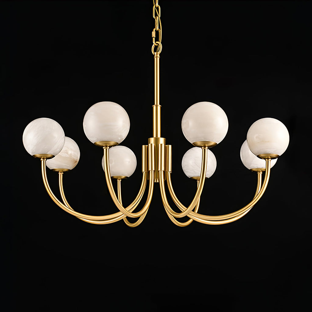 Lustre moderne Paal en Albâtre Laiton et blanc