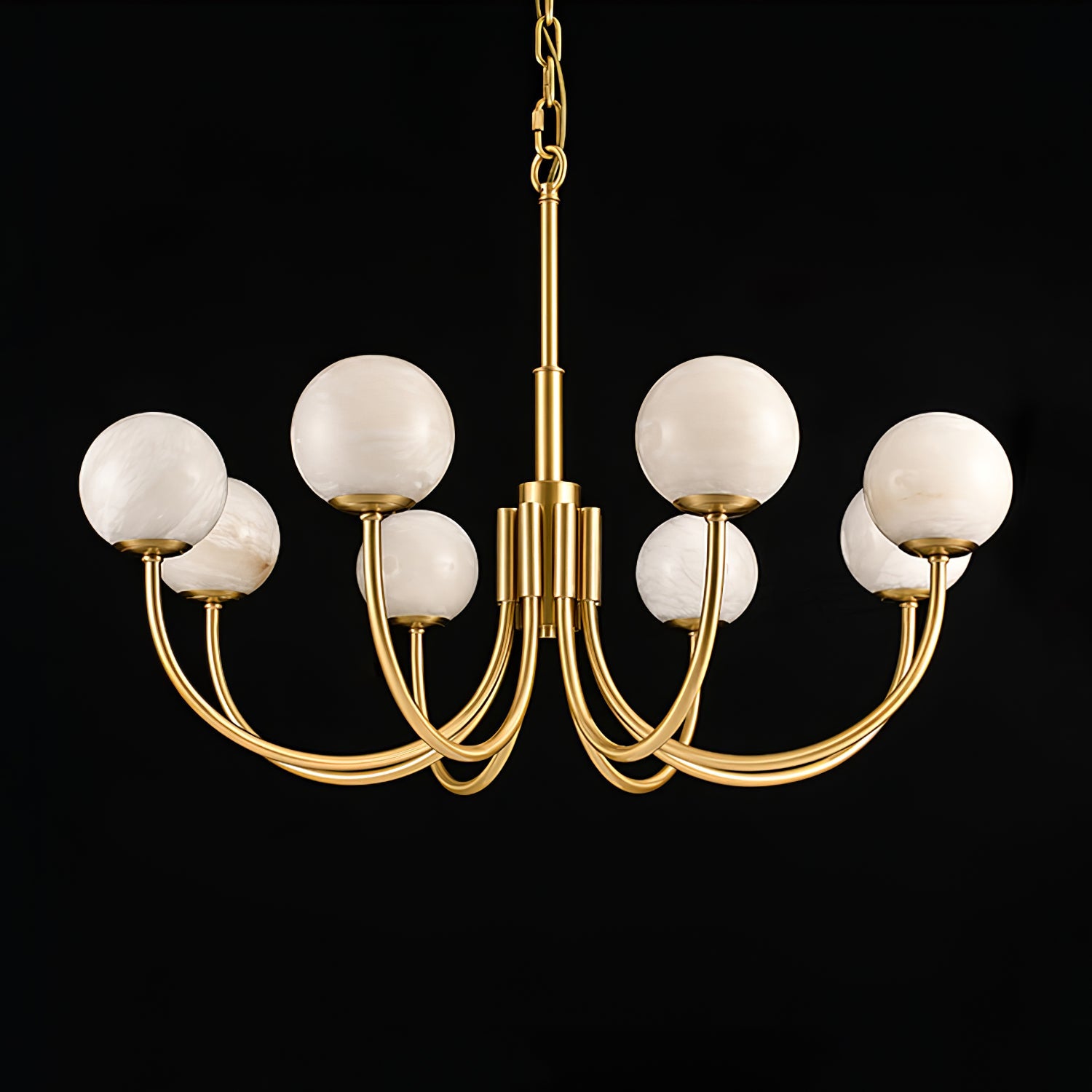 Lustre moderne Paal en Albâtre Laiton et blanc