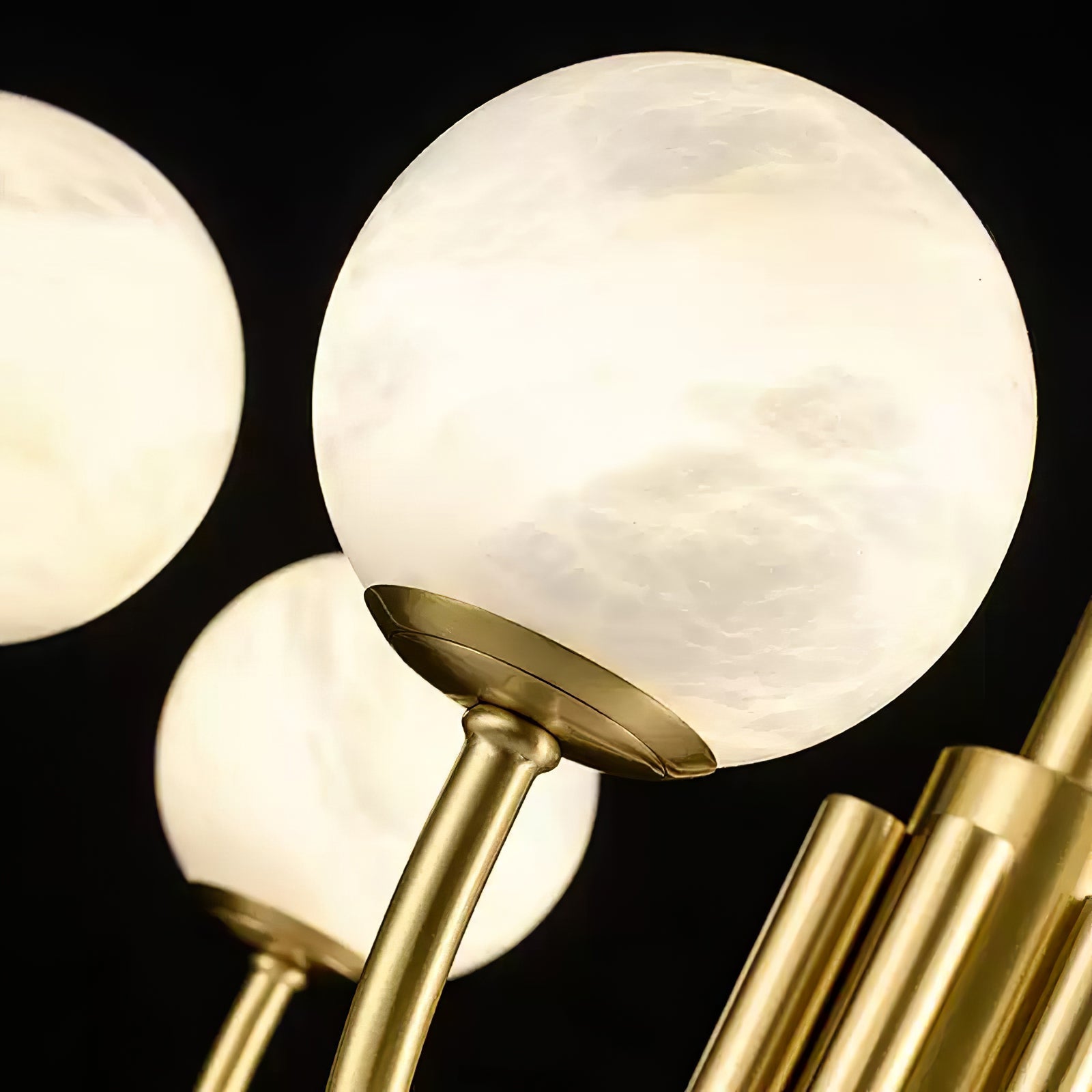 Lustre moderne Paal en Albâtre Laiton et blanc