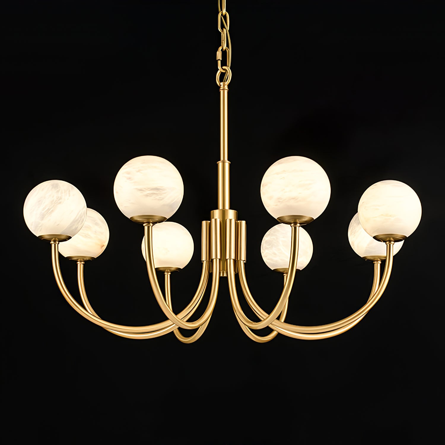 Lustre moderne Paal en Albâtre Laiton et blanc