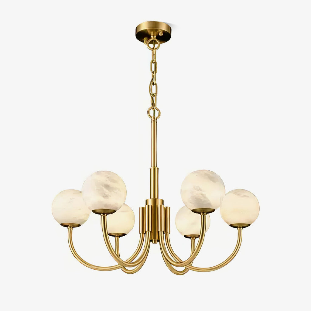 Lustre moderne Paal en Albâtre Laiton et blanc