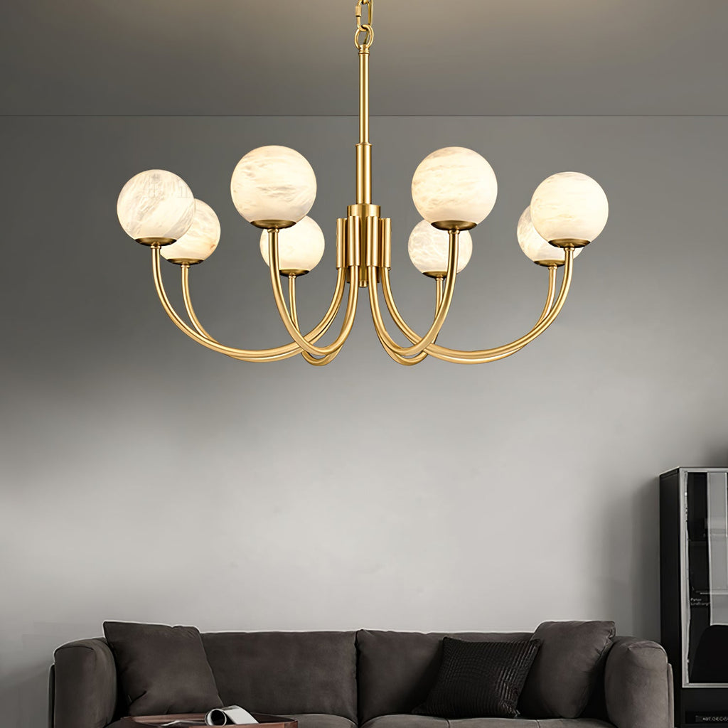 Lustre moderne Paal en Albâtre Laiton et blanc