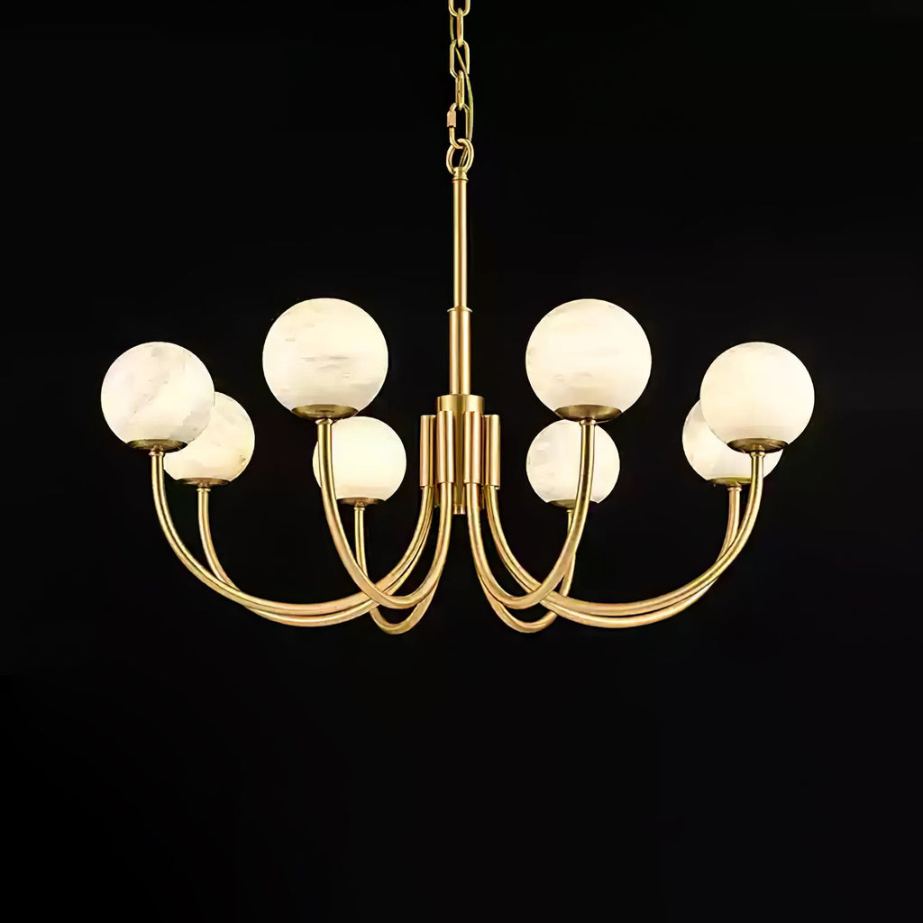 Lustre moderne Paal en Albâtre Laiton et blanc