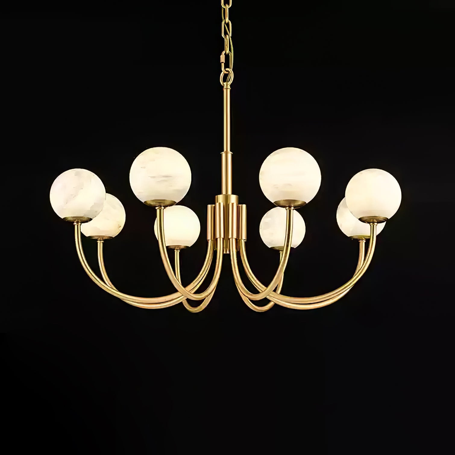 Lustre moderne Paal en Albâtre Laiton et blanc