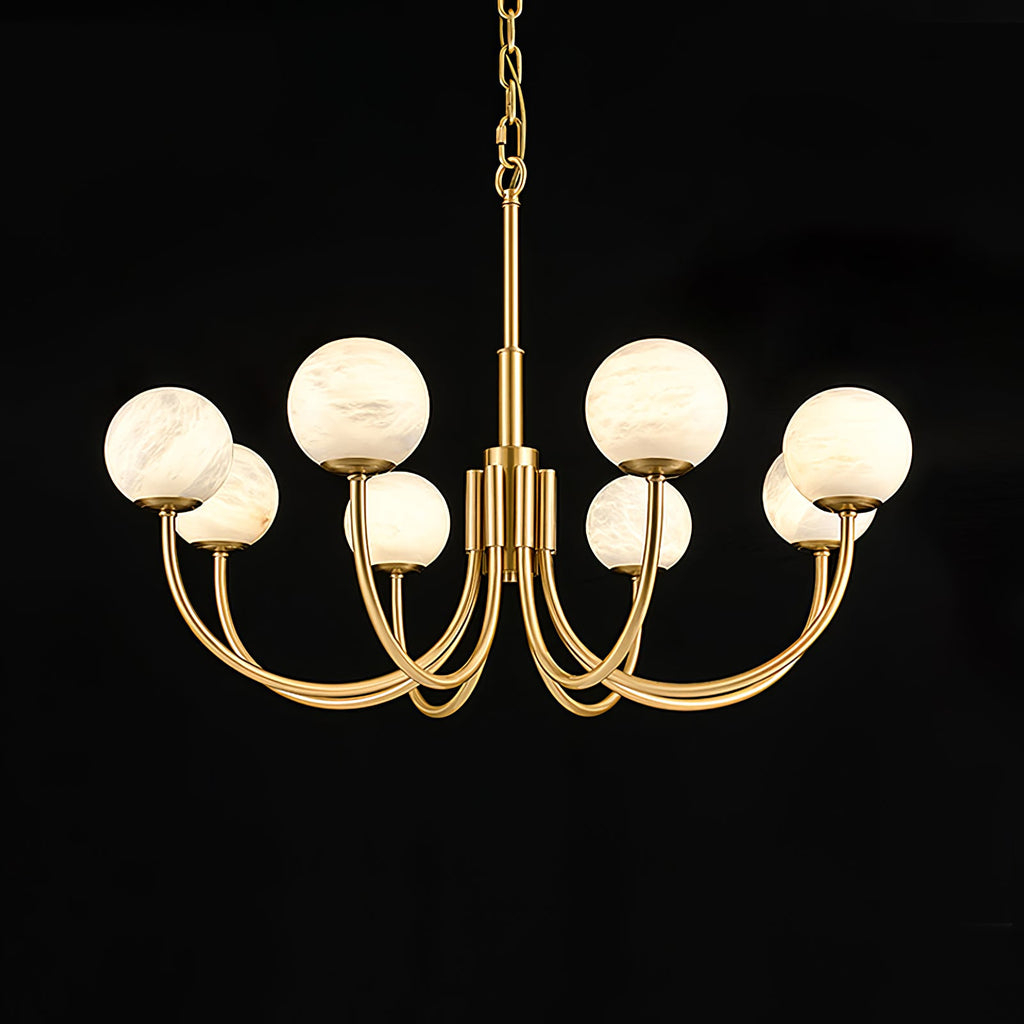 Lustre moderne Paal en Albâtre Laiton et blanc